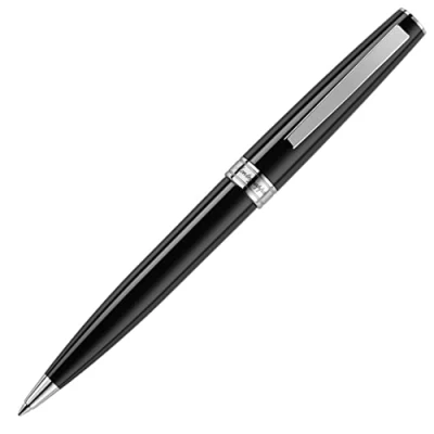 Afbeelding van Montegrappa Armonia balpen van hars en roestvrij staal in de kleur zwart, met draaimechanisme, lengte: 13,8 cm, ISA1RBAC