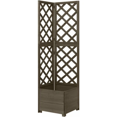 Afbeelding van Latwerkplantenbak hoekmodel 40x40x150 cm vurenhout grijs