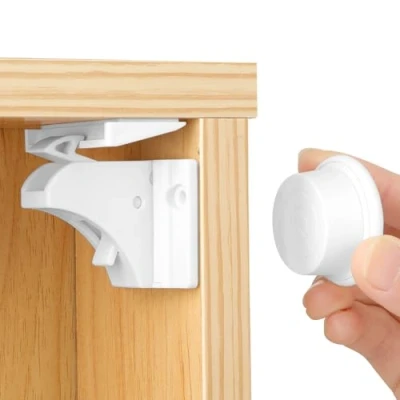 Afbeelding van Babyveiligheid, magnetisch kastslot, 10 sloten met 2 sleutels, magnetische kinderbeveiliging, ladebeveiliging, onzichtbaar voor kasten en laden