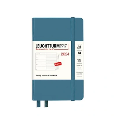 Afbeelding van Leuchtturm1917 weekplanner + notities agenda 2024 a6 hardcover 12 maanden steen blauw