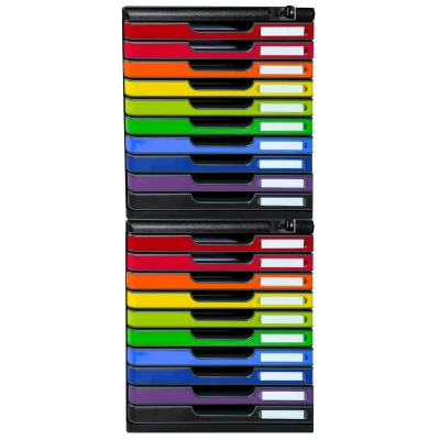 Afbeelding van Exacompta ref. 332798D Organisatiesysteem Ladebox MODULO A4 met 10 afsluitbare laden voor A4+ documenten Afmetingen: Diepte 35 x Breedte 28,8 Hoogte 32 cm Zwart/harlekijn glanzend