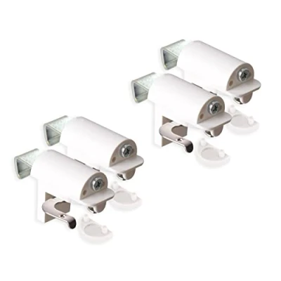 Afbeelding van KLEMMFLEX Klemhouder voor jaloezieën, jaloeziehouder zonder boren, om te klemmen, 4 stuks, wit, stabiele klemdragers met metalen beugel, verstelbaar van 25 mm, ramen en balkondeuren