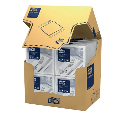 Afbeelding van Tork Soft Dinnerservet 39x39cm 3 laags 1/8 vouw Wit 477579
