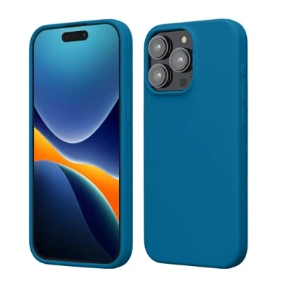 Afbeelding van kwmobile Case voor iPhone 15 Pro Max Slank TPU Hoesje met Zachte Afwerking In Caribisch blauw