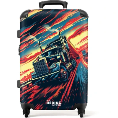 Afbeelding van NoBoringSuitcases.com® Kinderkoffer groot Kindertrolley koffer Truck Snelweg Rolkoffer lichtgewicht Reiskoffer met 4 wielen Grote trolley XL 20 kg bagage