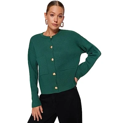 Afbeelding van Trendyol Ecru Geknoopt Gedetailleerd Jasje Achtig Gebreide Cardigan Twoaw24Hi00023