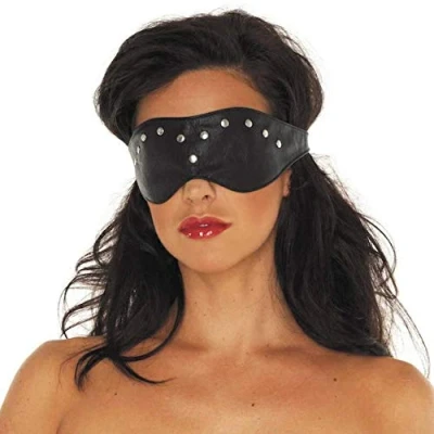 Afbeelding van Rimba Bondage Play Blinddoek leer gedecoreerd met siernieten