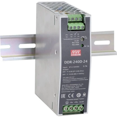 Afbeelding van Mean Well DDR 240D 24 DIN rail DC/DC converter V/DC 10 A 240 W Aantal uitgangen: 1 x Inhoud: stuk(s)