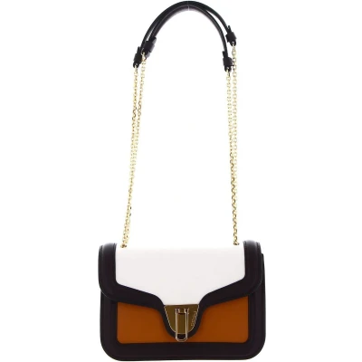 Afbeelding van COCCINELLE Leren Schoudertas Marvin Twist Tricolor Handbag Smooth Calf Leather Soft Mult. Cocon. Milk Veelkleurig