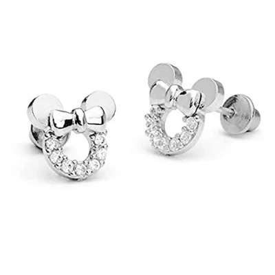 Afbeelding van Baobei Mouse minnie sieraden voor vrouwen Sterling Zilver Cubic Zircons Hollow Mickey Stud Oorbellen Cadeau Meisjes Kinderen (f1696silver)