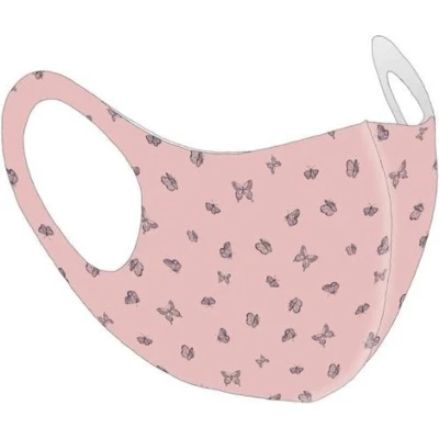 Afbeelding van Mondkapje roze met vlinders vlinderprint perfecte pasvorm uitwasbaar mondmasker