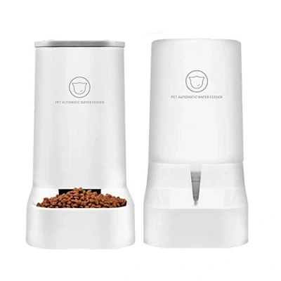 Afbeelding van Queta Voedseldispenser / Automatische Waterdispenser, 3,75 l, 2 stuks, Voer voor Honden/Katten/Voederbak Huisdieren, BPA vrij