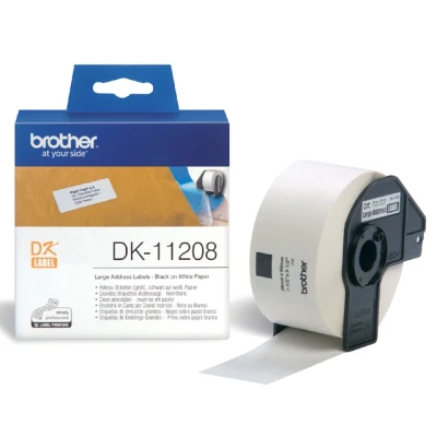 Afbeelding van Brother dk 11208 black on white address labels 38x90mm direct thermal 1 roll DK11208