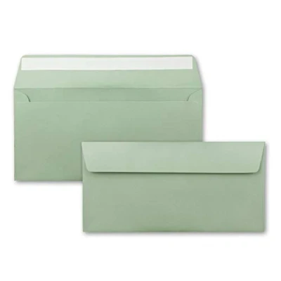 Afbeelding van 50 enveloppen DIN lang eucalyptus (groen) 110 g/m² 11 x 22 cm zeer vormvast zelfklevend kwaliteitsmerk: FarbenFroh by GUSTAV NEUSER
