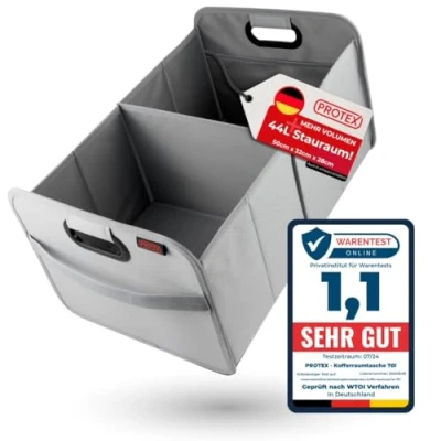 Afbeelding van PROTEX Kofferbak organizer, 44 liter, opvouwbare kofferbaktas, stabiele en waterdichte opbergdoos, boodschappentas opvouwbaar, zwart