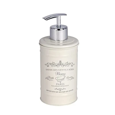 Afbeelding van WENKO Zeepdispenser Home vloeibare zeepdispenser, afwasmiddeldispenser, inhoud: 0,35 l, staal, 8,5 x 16,5 7 cm, crème