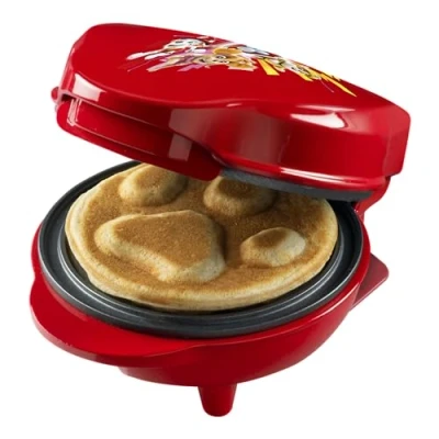 Afbeelding van Paw Patrol wafelijzer, mini wafelijzer in uniek design, voor kinderverjaardagen, Pasen &amp; Kerstmis, incl. waarschuwingslicht, wafelgrootte: Ø 10 cm, officieel gelicentieerd product, kleur: