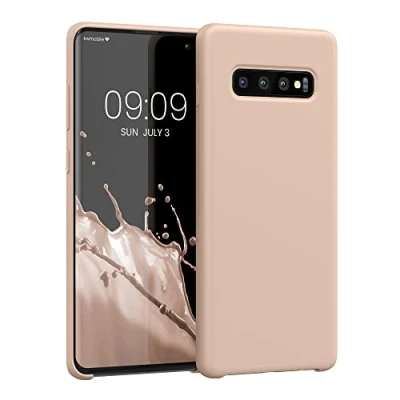 Afbeelding van kwmobile telefoonhoesje geschikt voor Samsung Galaxy S10 Plus / S10+ Hoesje met siliconen coating Smartphone case in kokosmelk