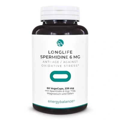Afbeelding van Longlife Spermidine 6 mg Anti Age met spermidine, magnesium en selenium 239 mg, 60 VegeCaps