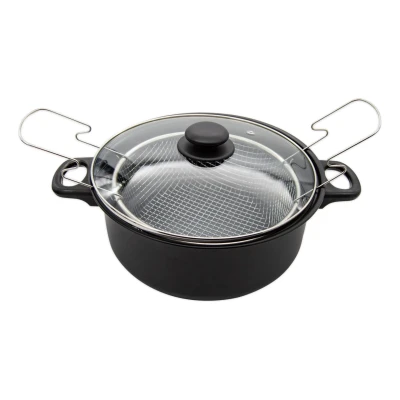Afbeelding van Meyerhoff Frituurpan voor op het Fornuis Inclusief Mandje en Deksel 24 cm 4 l RVS Zwart Roestvrij Staal
