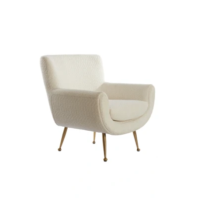 Afbeelding van Light &amp; Living Vinstra fauteuil bouclé wit/goud Stof