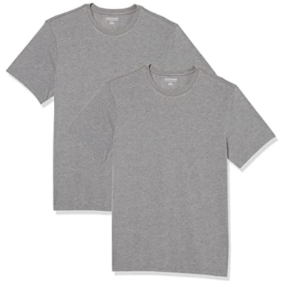 Afbeelding van Amazon Essentials Heren Slim Fit T shirt met korte mouwen en ronde hals, pak van 2, grijs gemêleerd, L