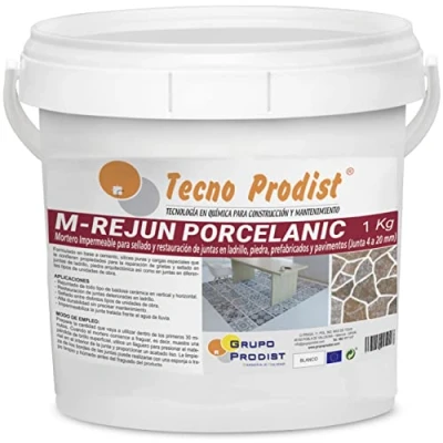 Afbeelding van M REJUN PORCELANIC de Tecno Prodist (1 kg, wit) voegenmortel voor waterdichte tegels en vloeren keramische tegels, baksteen, steen enz. (breedte afdichting van 4 tot 20 mm)