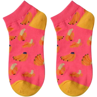 Afbeelding van Clayre &amp; Eef Grappige Sokken one size Roze Polyester Bananen