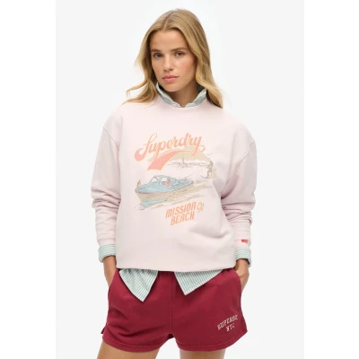 Afbeelding van Superdry Vrouwen Ruim Souvenir Sweatshirt met Grafische Print en Ronde Hals Roze Grootte: 40