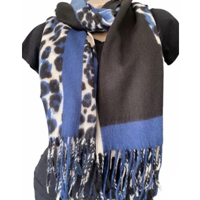 Afbeelding van Lange Warme Sjaal Panterprint Blauw 180 x 70 cm (2229 1#)