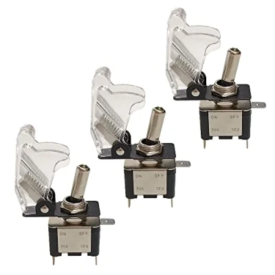 Afbeelding van QitinDasen 3 Stks Auto Toggle Switch, met Transparante Waterdichte Cover en Witte LED Indicator, AAN Off 2 Positie Pin SPST Rocker Switch (20A/12VDC)