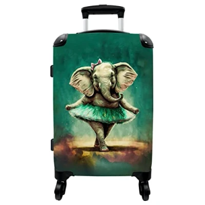 Afbeelding van NoBoringSuitcases.com Kinderkoffer Olifant Ballet Verf Meisje Kinderen Reiskoffer Trolley kind 66 cm koffer jongens 60 liter Grote 20 kg bagage Hardcase Lichtgewicht TSA slot