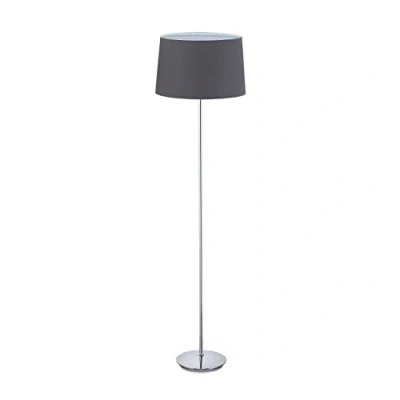 Afbeelding van Relaxdays staande lamp woonkamer vloerlamp met lampenkap E27 fitting 148.5 cm hoog grijs