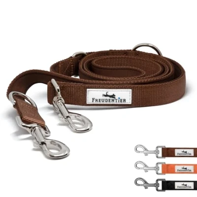 Afbeelding van FREUDENTIER Clyde Hondenriem, 2 m, verstelbare riem, zachte vulling voor aangename, robuuste hondenriem middelgrote en grote honden, model (bruin, 20 mm)