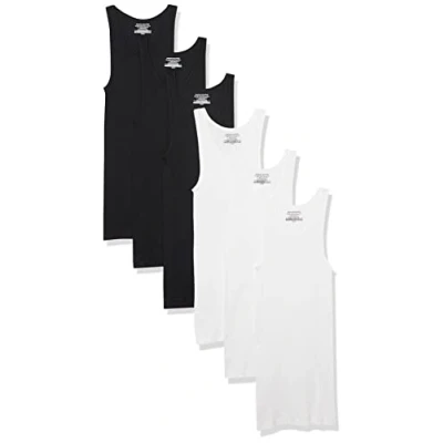 Afbeelding van Amazon Essentials Men&#039;s Onderhemden in tanktopmodel, Pack of 6, Zwart/Wit, S