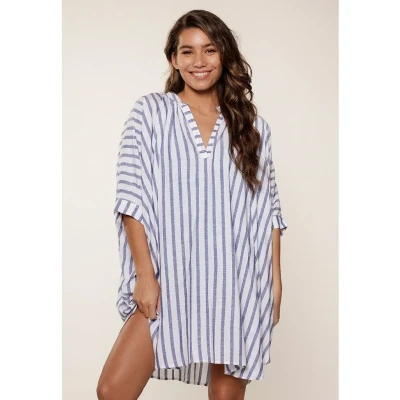 Afbeelding van Lingadore Kaftan Strandaccessoire, Dames, Maat: 40/42, Streiffen