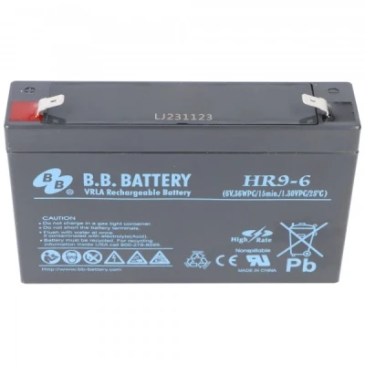 Afbeelding van Loodaccu BB Battery HR9 6 accu, Volt 9Ah, afmetingen 151 x 34 94mm, met Faston 6,3mm stekkercontacten