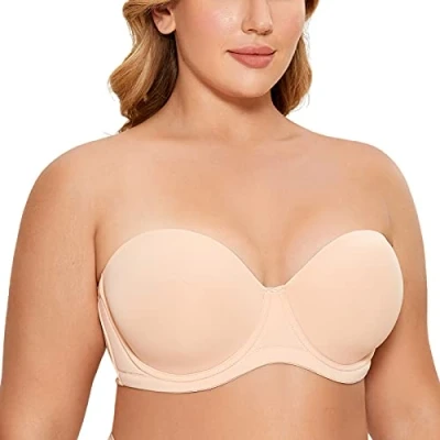 Afbeelding van Delimira Dames Onderdraad Contour Multiway Volledige Dekking Strapless BH Plus Size Crème Perzik 70E