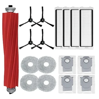 Afbeelding van Odashen 17 stuks accessoireset vervanging voor Roborock Q Revo P10 robotstofzuiger, hoofdborstel, dweildoek, stofzak, hepa filter, zijborstel (zwart)