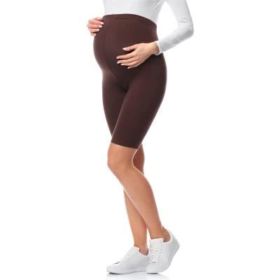 Afbeelding van BE Mammy BE20 228 LE Dames Zwangerschapsleggings Kort Katoen Elasthan Yogabroek Bruin 4XL