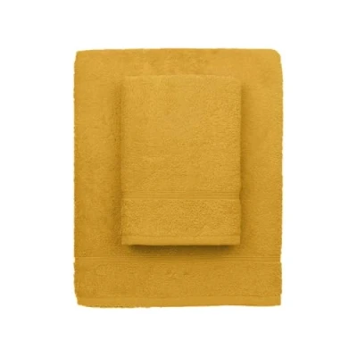 Afbeelding van zer0bed, Badhanddoeken paars, set van 2 badhanddoeken, gezichtsdoek, bidethanddoek, effen, geel, 100% katoen, stuks
