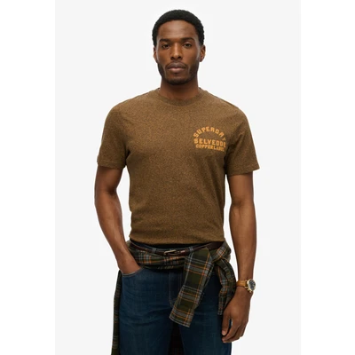 Afbeelding van Superdry Copper Label Tshirt print, Heren, Maat: Medium, Bronze brown grit