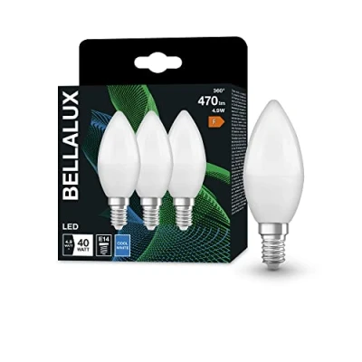 Afbeelding van BELLALUX LED lamp, E14 basis matte optiek,Koud wit (4000K), 470 Lumen, substituut voor 40W verlichtingsmiddel niet dimbaar, 3 Pak