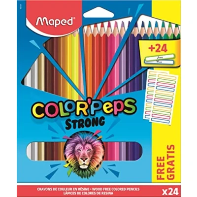 Afbeelding van Maped 862726 ergonomische driekantige kleurpotloden, kleurpotloden Color&#039;PEPS STRONG x24 stiften + naamstickers