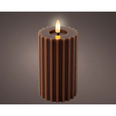 Afbeelding van LED kaars d7.5h14.8 cm donkerbruin/warm wit Lumineo