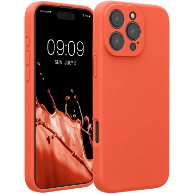 Afbeelding van kwmobile telefoonhoesje geschikt voor Apple iPhone 16 Pro Max TPU backcover met siliconen coating Smartphone case in levendig koraal