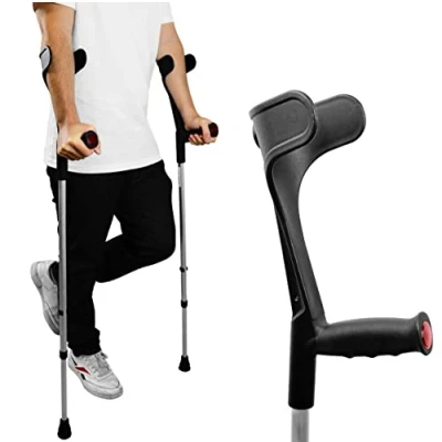 Afbeelding van Pepe krukken voor volwassenen (x2 stuks), onderarm, loophulpmiddelen, orthopedische lopen zwart Made in Europe