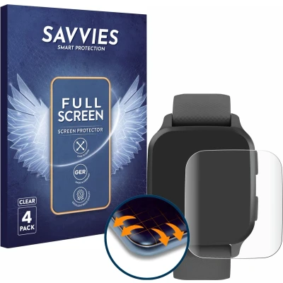 Afbeelding van Savvies (4 Stuks) Full Screen Scherm Beschermfolie voor Garmin Venu Sq 2 / Music Cover Protector 3D Curved [Edge to Edge, Ultra Clear]