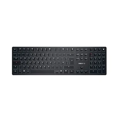 Afbeelding van CHERRY KW X ULP, ultraplat mechanisch high end toetsenbord, UK lay out (QWERTY), draadloos multiapparaattoetsenbord voor maximaal 4 apparaten, oplaadbaar, zwart