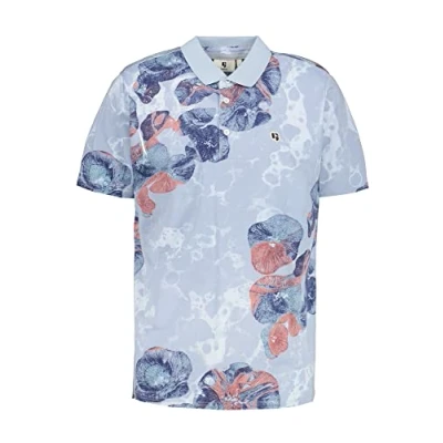 Afbeelding van Garcia regular fit polo met all over print dusty blue